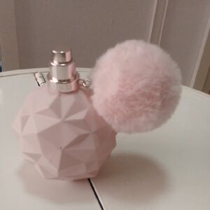 Geometric Pink Perfume Bottle with Pom Pom